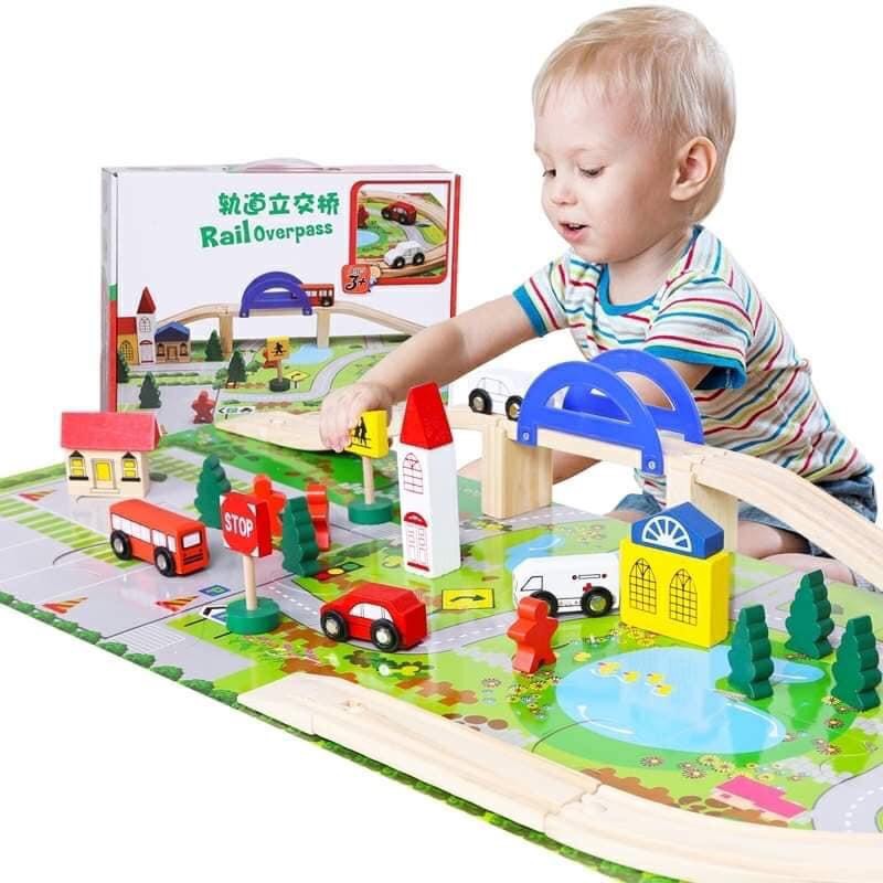 Đồ Chơi Gỗ Lắp Ghép MÔ HÌNH GIAO THÔNG Thành Phố An Toàn Cho Bé TONY TOYS