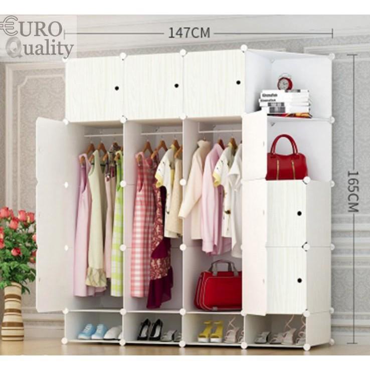 Tủ nhựa lắp ghép vân gỗ cao cấp Euro Quality 12 ô có kệ để giày