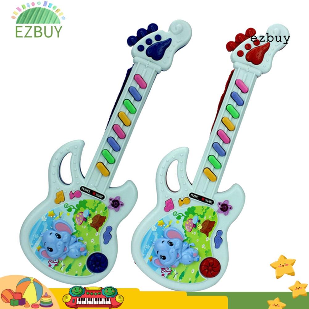 EY-Cute Cartoon Elephant Plastic Electronic Guitar Baby Kids Rhyme Music Toy Gift