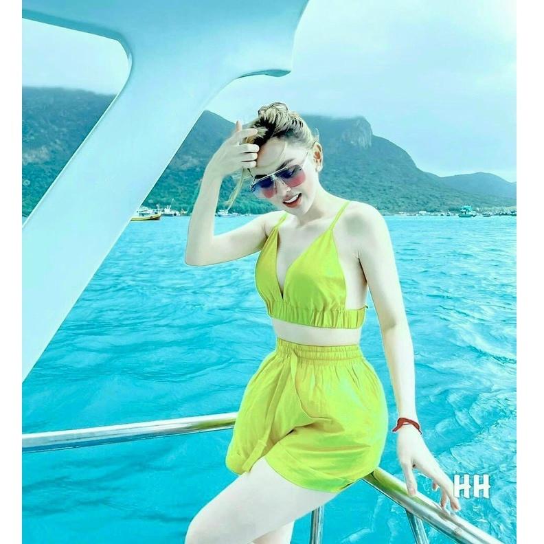 Sét 3 món Áo sơmi kèm Bra ( có mút ) và Quần ngắn siêu HOT