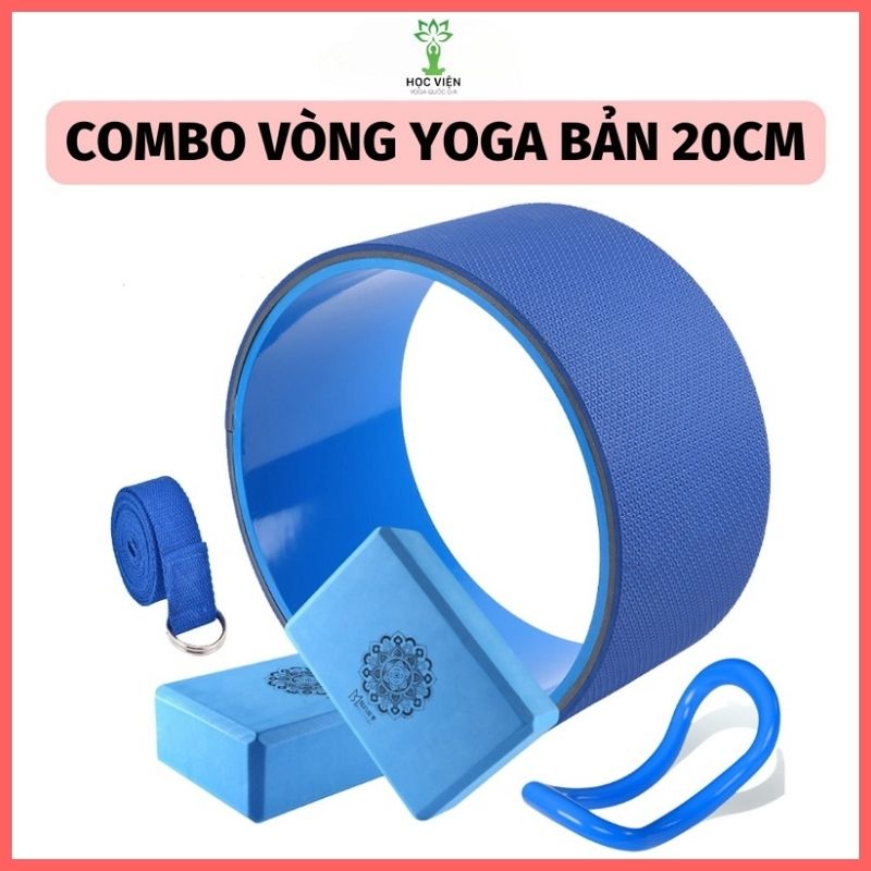 Combo Vòng Trơn Tập Yoga Bản Rộng 33x20cm, 2 Gạch Tập Yoga, Vòng Myring, Dây Đai Cotton - YOGA QG, Vòng Nhựa ABS Bọc TPE Chịu Lực Cao, Gạch Chất Liệu EVA Bền Đẹp, Dây Đai Cotton Hỗ Trợ Giãn Cơ, Vòng Myring Giúp Mở Vai - Hàng chính hãng