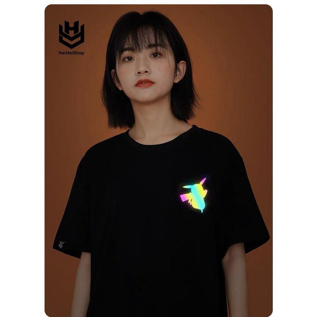 Áo Thun Phản Quang Pikachu Hàn Quốc Cotton 75% Form Rộng Unisex Nam Nữ Rẻ Đẹp KIS OFFICIAL