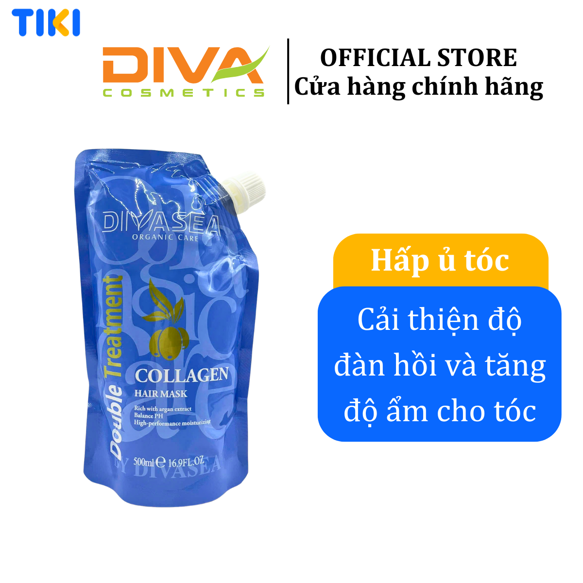 Kem ủ tóc siêu mượt Collagen DIVA Cosmetics Double Treatment 500ml