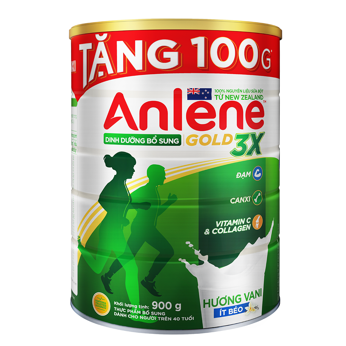 Combo 02 Sữa Bột Anlene Gold 3X Hương Vanilla (Hộp thiếc 900g) - Tặng bộ 2 khăn Anlene (Màu ngẫu nhiên)
