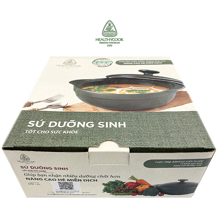 Nồi Dưỡng Sinh Gốm Sứ Minh Long Luna 0.55 L + Nắp