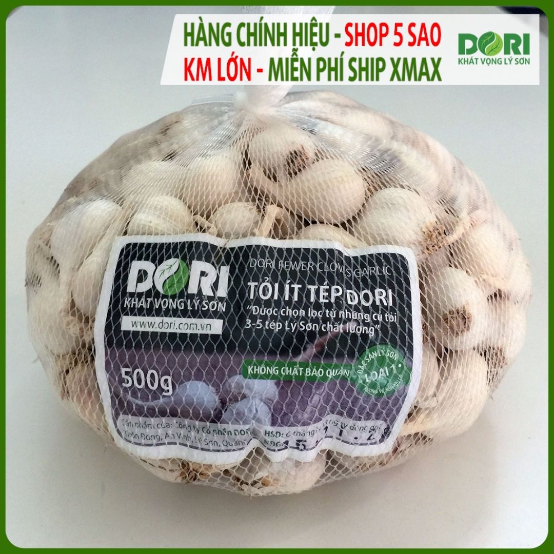 Đặc Sản Quảng Ngãi - Tỏi Lý Sơn Dori - Loại ít tép - Túi lưới 500g - Trồng tại đảo Lý Sơn - Cam kết đúng xuất xứ - Hoàn tiền 200% nếu sai cam kết - Dùng để ăn sống hoặc chế biến