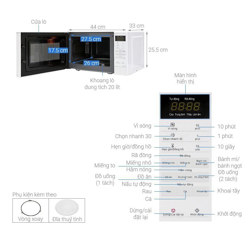 Lò Vi Sóng Điện Tử Panasonic NN-ST25JWYUE (20 Lít) - Hàng Chính Hãng