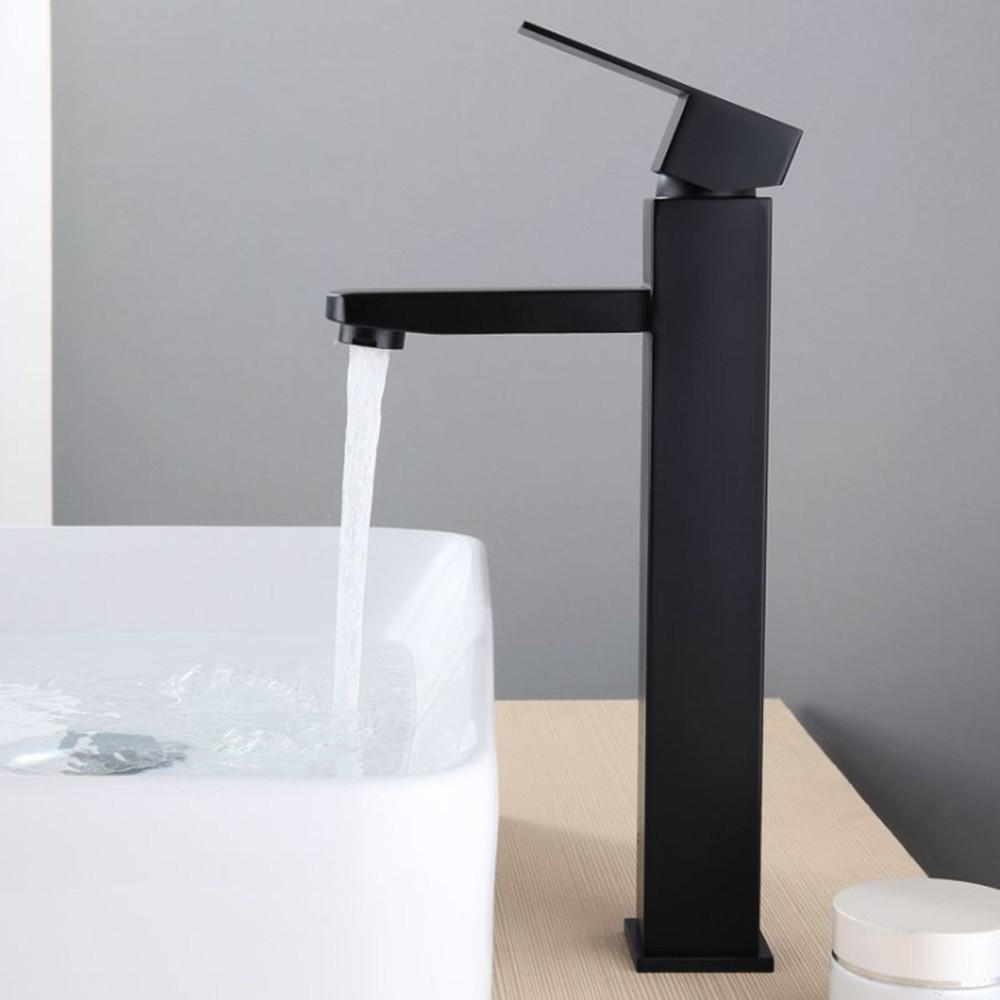 Vòi lavabo nóng lạnh màu đen vuông vắn, mã V30M