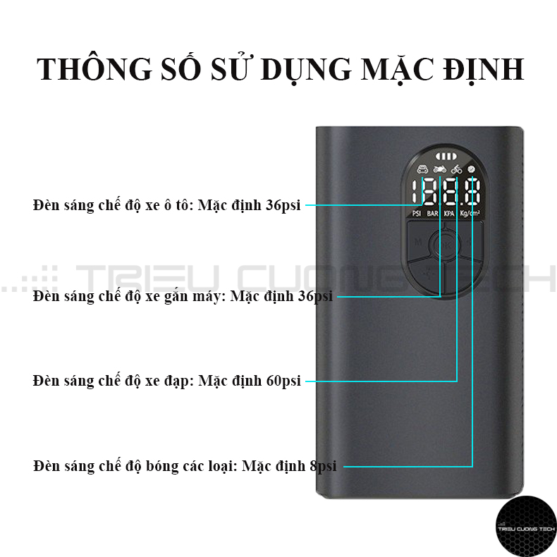 Máy Bơm Lốp Ô Tô Điện Tử Cầm Tay Đa Năng Nhỏ Gọn - Tự Ngắt Cho Xe Hơi Xe Đạp Xe Gắn Máy CQB - Đèn Led Chiếu Sáng Ban Đêm - Hàng Chính Hãng