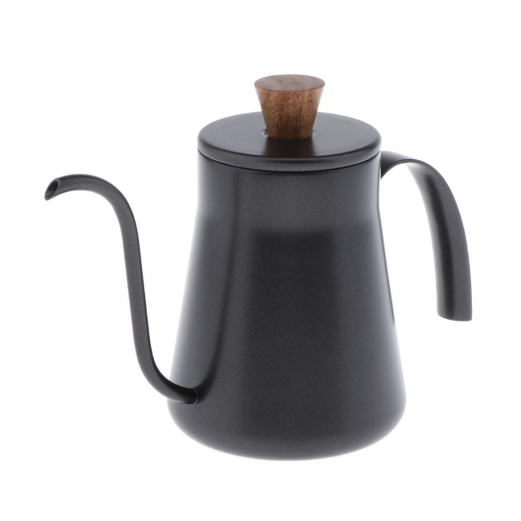 Hand Pour Over Coffee Kettle Tea Pot Japanese Style 400ml Black - with Lid