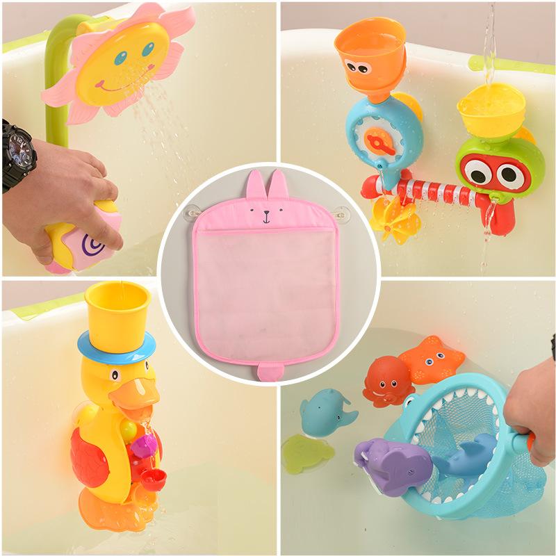 Túi treo tường phòng tắm / người tổ chức với cốc hút mạnh mẽ - Tuyệt vời để lưu trữ đồ chơi phòng tắm (hồng) 40*35 cm