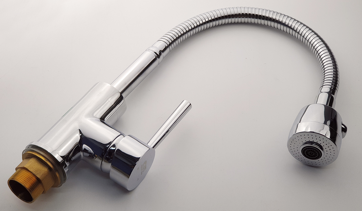 Vòi rửa chén nóng lạnh cần lò xo Đồng mạ Chrome Eurolife EL-KM03