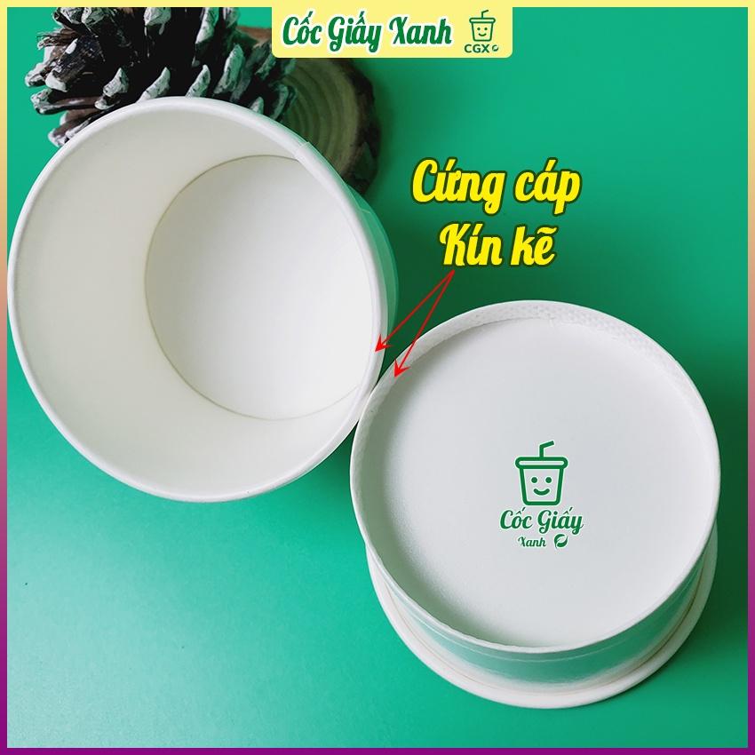 100 Tô Bát Giấy 150ml Trắng Trơn CÓ NẮP, Dùng 1 Lần Đựng Kem, Tàu Hũ, Bánh Bông Lan