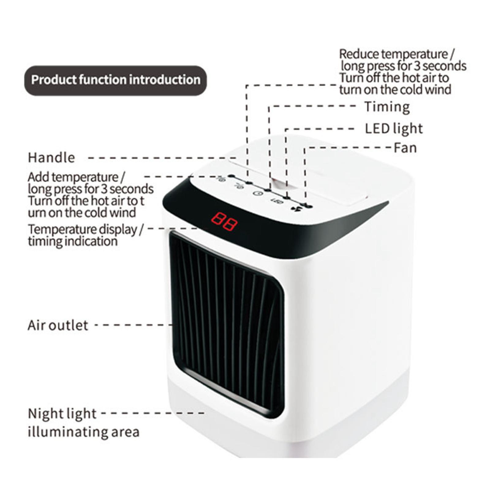 Portable Electric Heater 800W with 2 Settings for Winter Bedroom Home