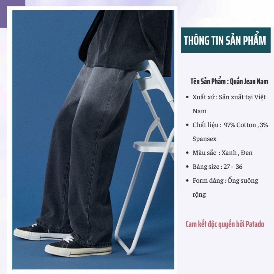 Quần jean nam baggy đen ống suông rộng vải bò jeans cao cấp dáng đứng không phai màu TR01