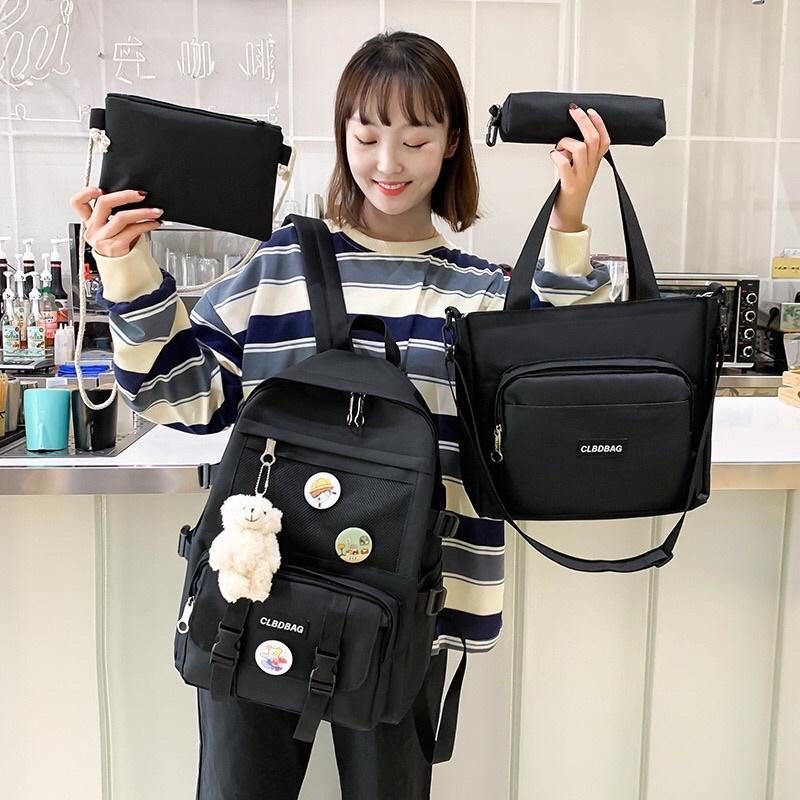 4 món BALO ULZZANG 2 LỚP CHỐNG NƯỚC THỜI TRANG ĐI HỌC ĐI CHƠI DẼ THƯƠNG - Cặp xách dễ thương BL054