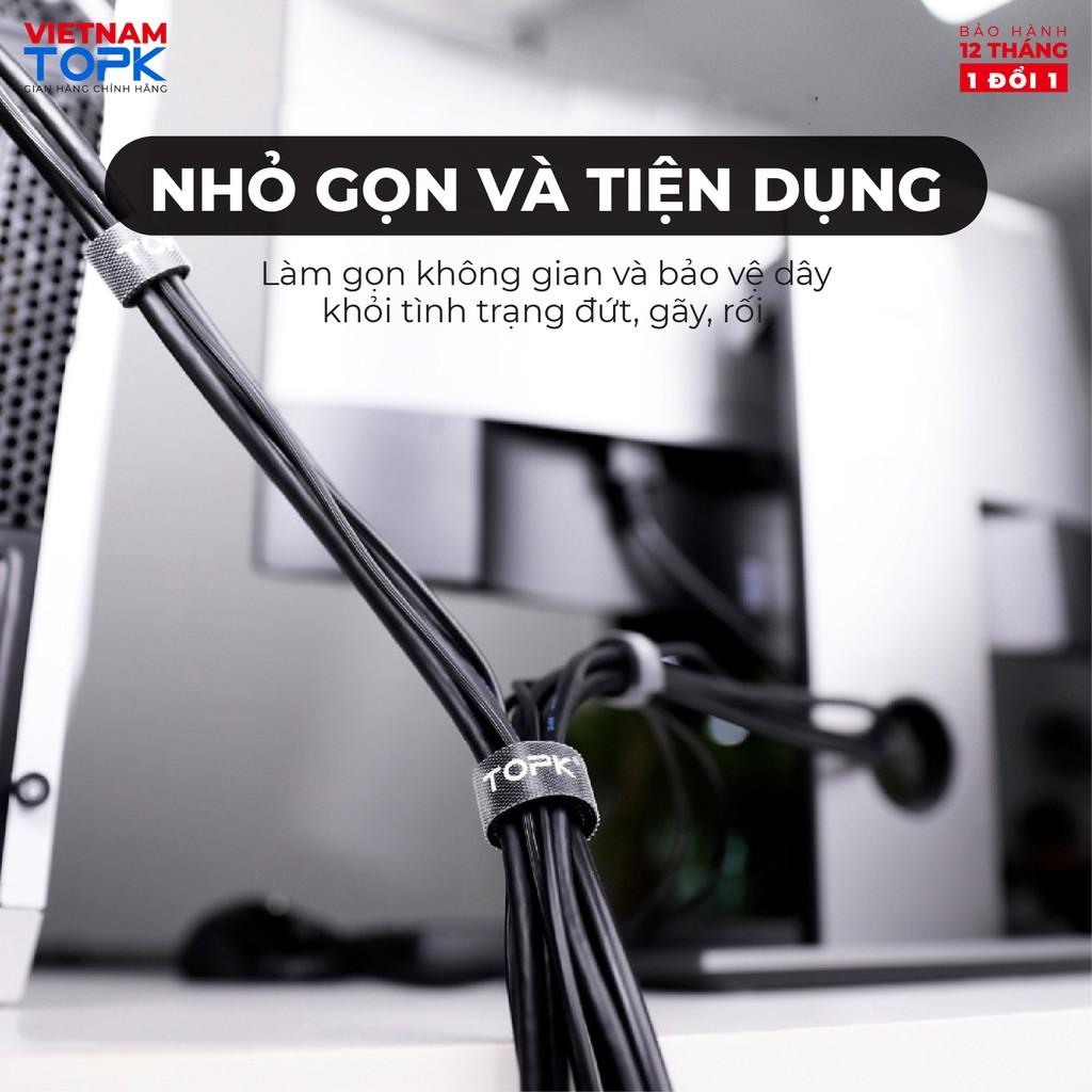 Cuộn dây quấn velcro TOPK J01 cố định cáp chống rối tiện lợi - Hàng chính hãng