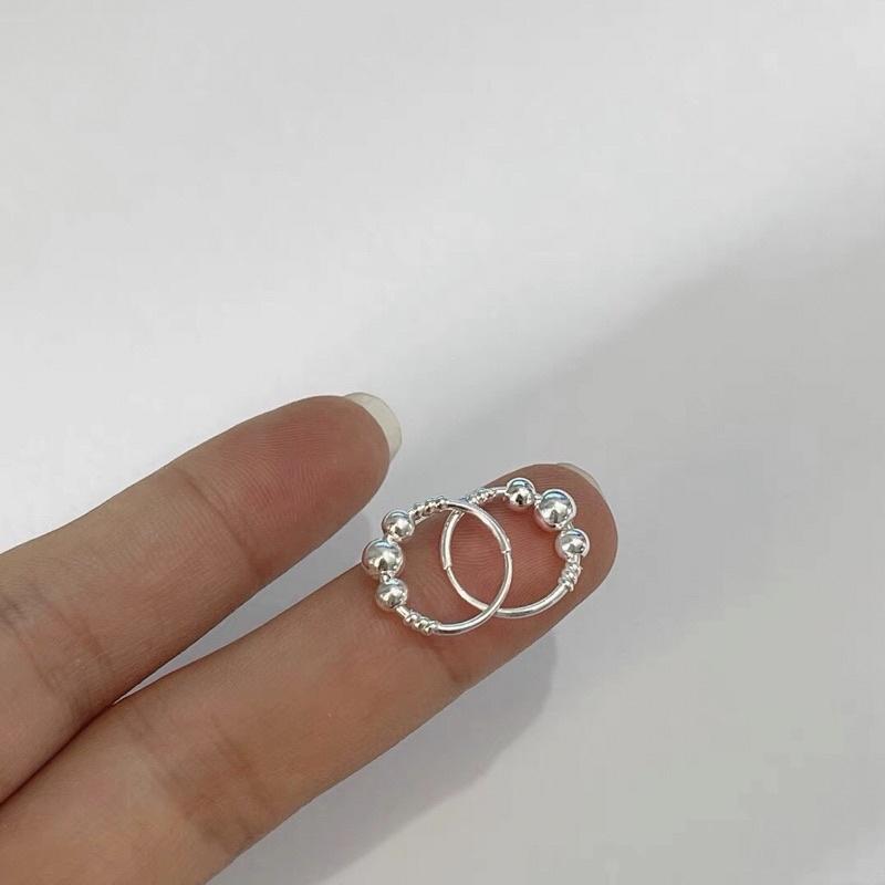 Bông tai nữ bi tròn bạc 925 Minh Tâm Jewelry,Khuyên tai tròn bi bạc