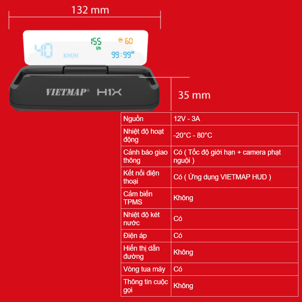 Màn Hình Hiển Thị HUD Vietmap H1X - Hàng Chính Hãng