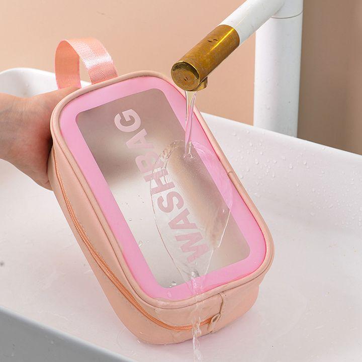 Túi hộp đựng mỹ phẩm, đồ trang điểm du lịch cá nhân washbag B112 trong suốt có khóa kéo, chống thấm nước tiện dụng.