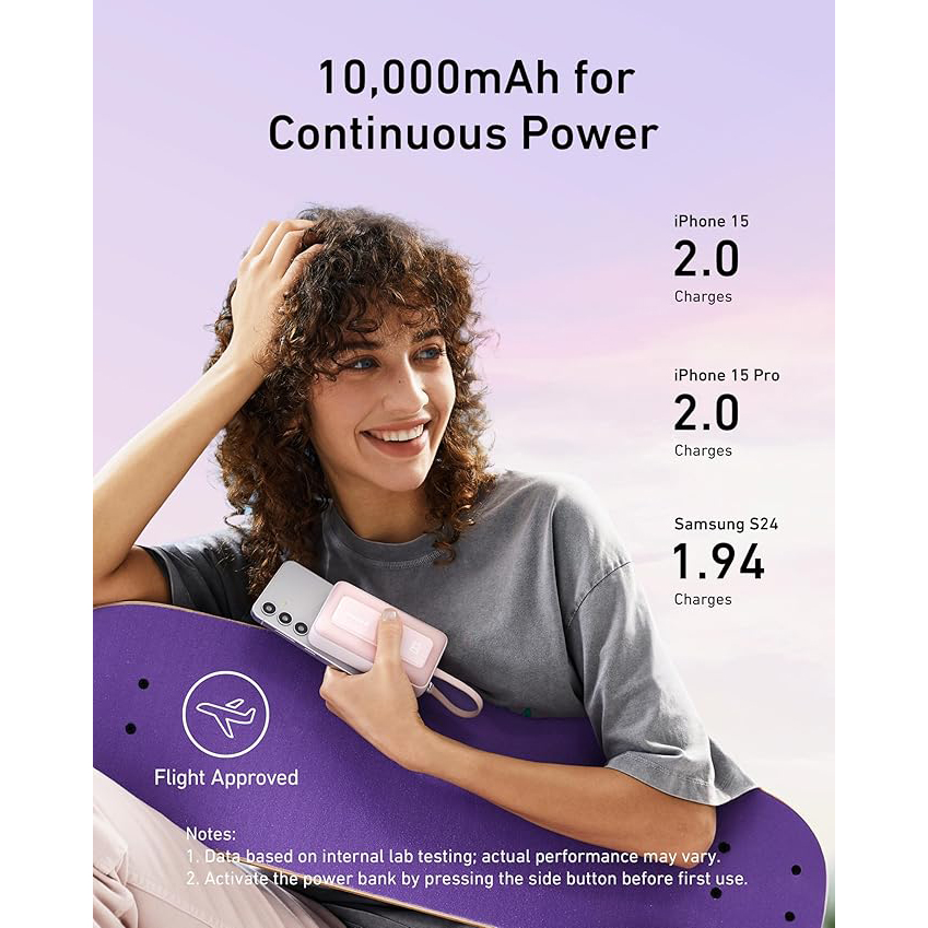 Sạc dự phòng Anker Zolo 1A1C 30W 10000mah (Built-In USB-C) A1688 - Hàng Chính Hãng