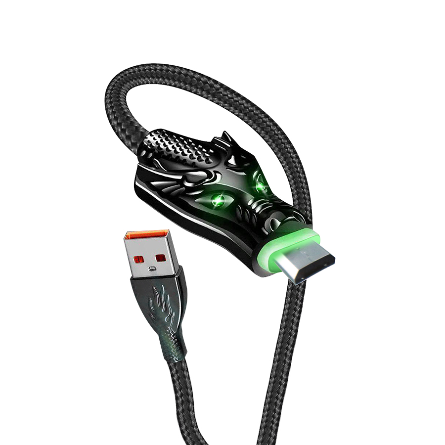 Dây Cáp sạc USB-Micro Aspor Led đầu rồng 2.4A &amp; Data, Dài 1M -Hàng chính hãng