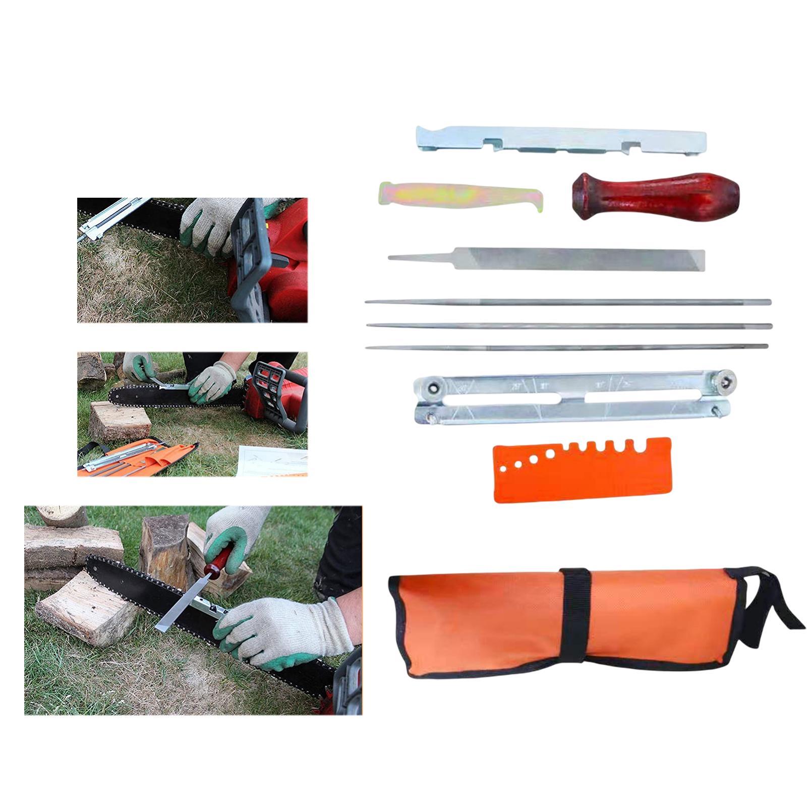 10 Pieces Professional Chainsaw File Kit with Tool Pouch Repair Tool
