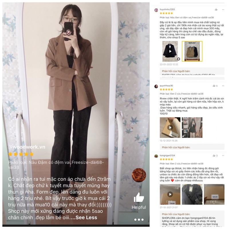 áo blazer nữ 2 lớp, áo vest dài tay cao cấp 2 màu đen/nâu/be phong cách hàn quốc - Thời trang SHOPLORA