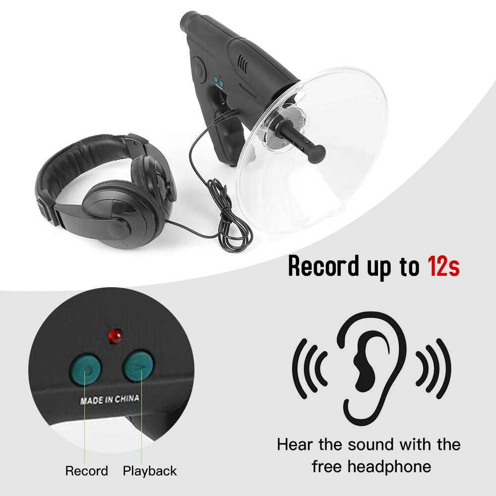 8X Monocular with Headphone Sound Amplifier Listening Device for Long Distance Birdwatching and Listening