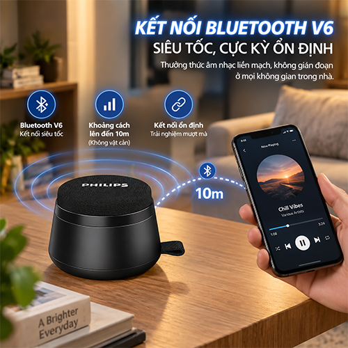Loa Bluetooth Philips TAS1202BK/70 - Hàng chính hãng