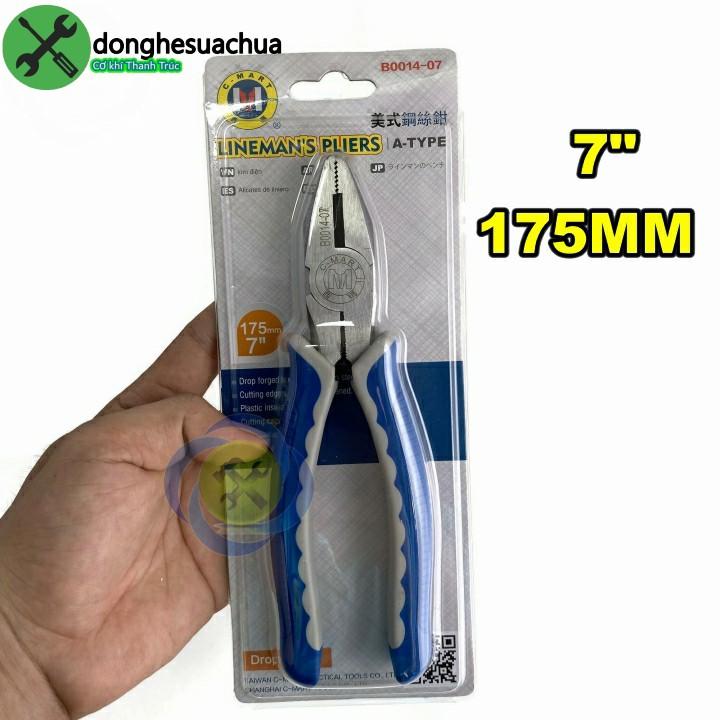 Kìm điện cán xanh trắng C-Mart B0014-7 175mm 7inch