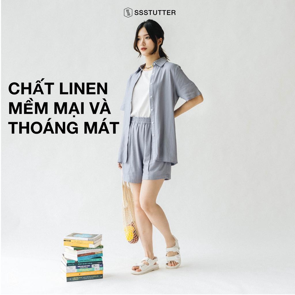 Quần short nữ SSSTUTTER cạp chun chất linen thoải mái summerset shorts