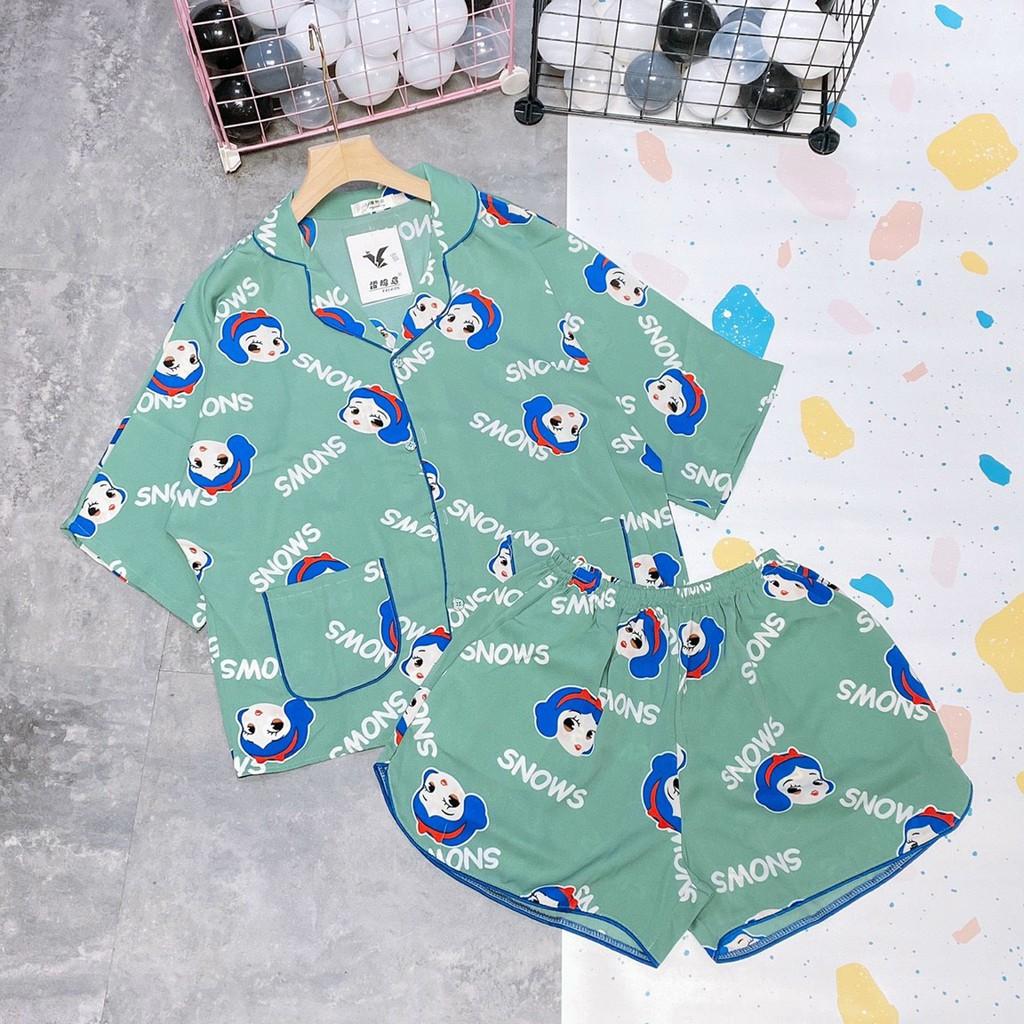 Đồ Bộ Pijama Nữ Đồ Ngủ Đồ Bộ Pijama Áo Tay Ngắn Quần Sooc Dễ Thương