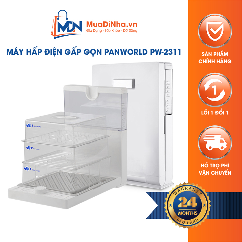 Máy hấp điện gấp gọn 3 tầng Panworld PW-2311 - Hàng chính hãng