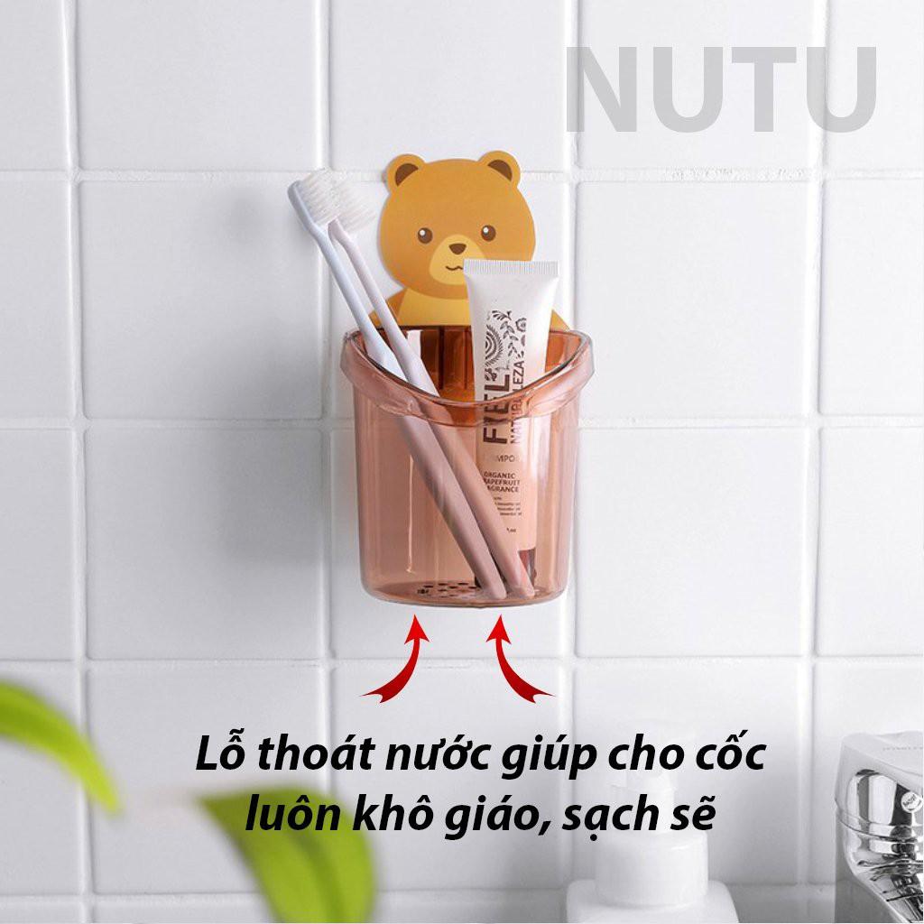 Cốc Đựng Bàn Chải Kem Đánh Răng Gắn Tường Hình Con Gấu Nhỏ Gọn Tiện Lợi