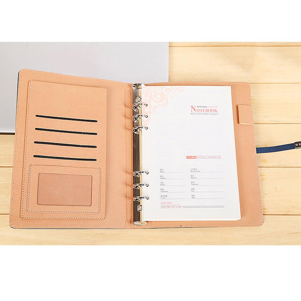 A5 Size Leather Notebook Loose Leaf Memo Diary Notebook with Buckle Red