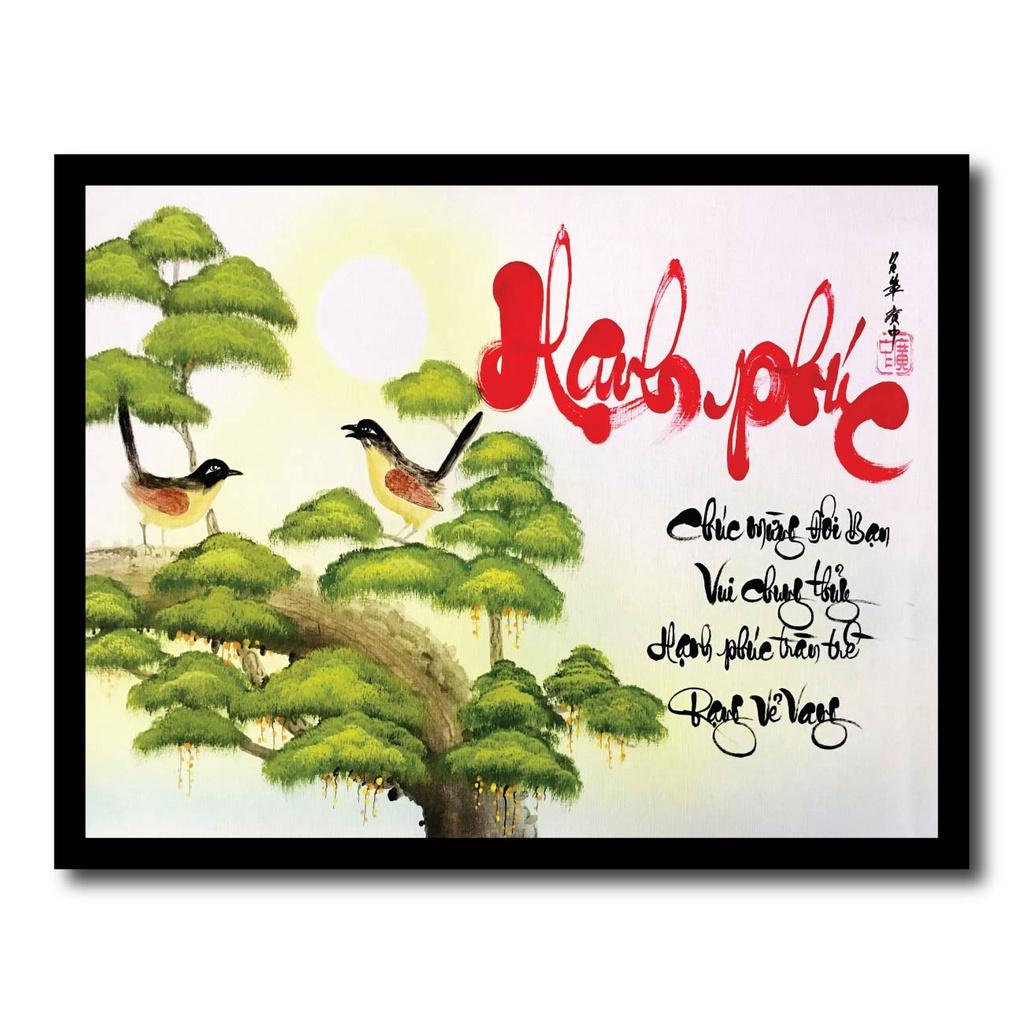 Tranh khung thư pháp chữ Cha Mẹ, gia đình treo tường