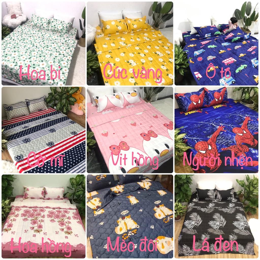 Ga trải giường,drap ga giường poly cotton,mẫu cành cúc xanh