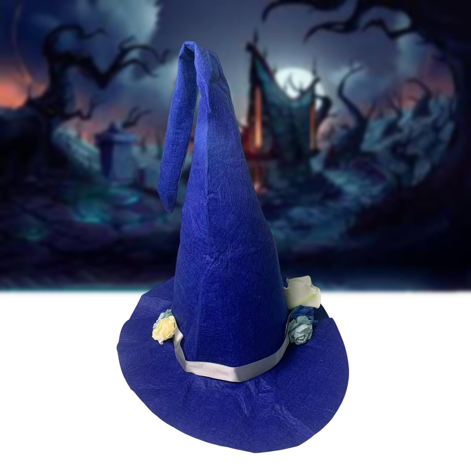 Halloween Felt Witch Hats Cosplay for Carnival Masquerade Clothing Props blue