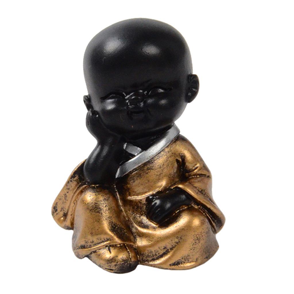 3X Resin Small Buddha Statue Monk Figurine Tea pet Ornaments Style01