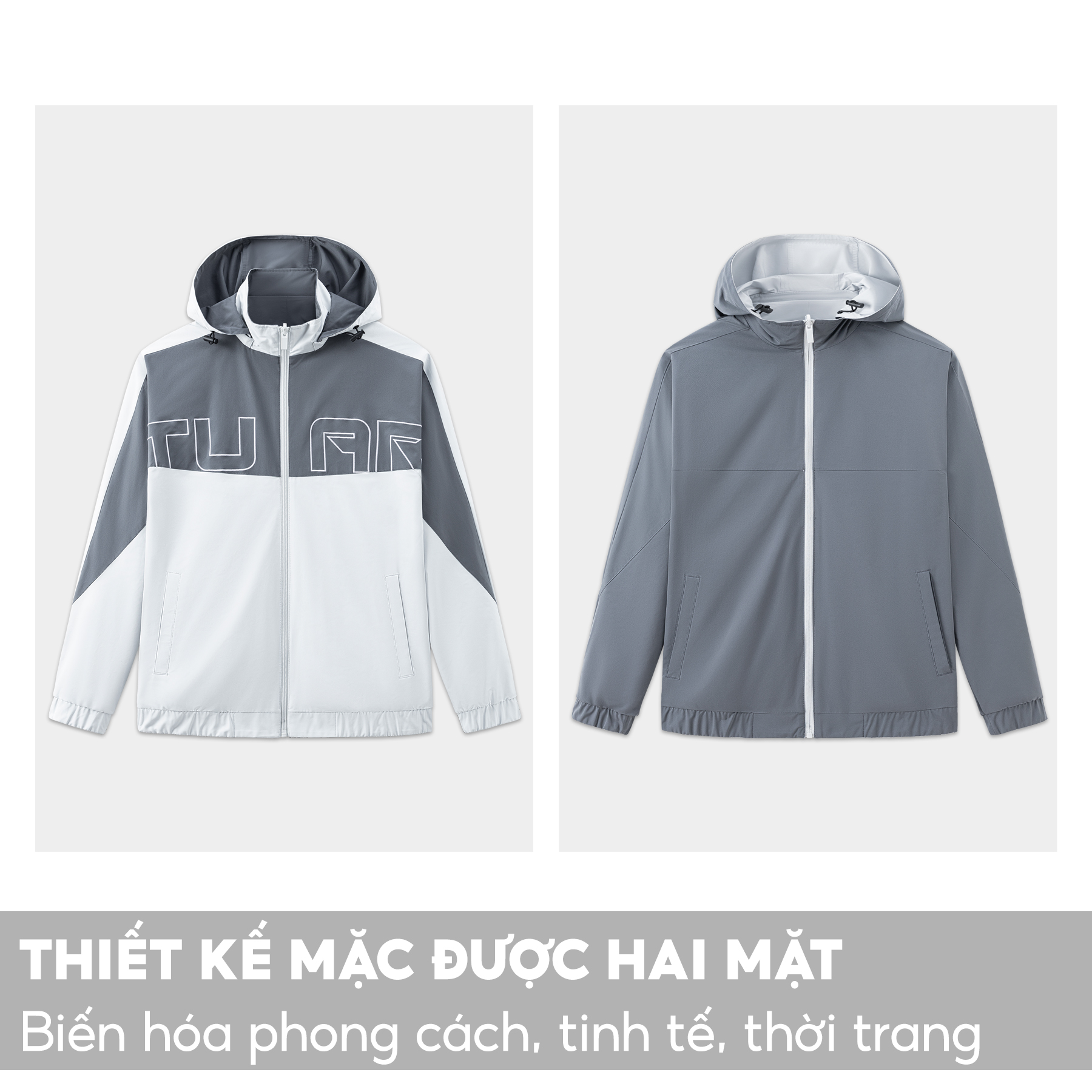 Áo Khoác Gió Nam 5S FASHION, Mặc Được Hai Mặt, Thêu Họa Tiết Trẻ Trung, Phối Màu Khỏe Khoắn, Năng Động (AKG23001)