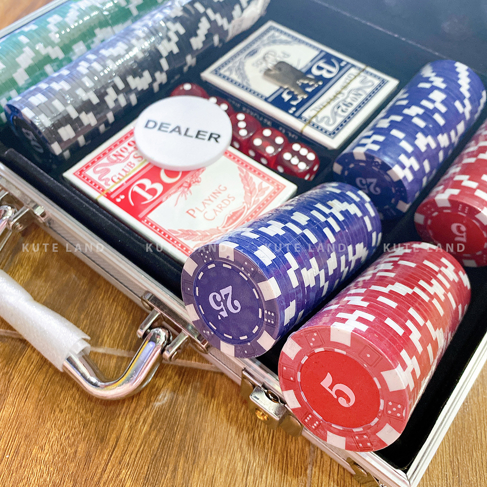 Vali Phỉnh Chip Poker Có Số 200 Chip 5,10,25,50 Loại Tiêu Chuẩn Las Vegas Hộp Nhôm Aluminium