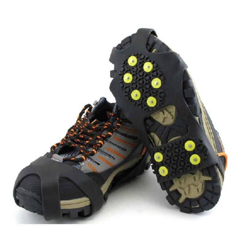 1 Pair 10 Studs Anti-Skid Ice Gripper Spike Winter Climbing Anti-Slip Snow Spikes Grips Cleats Over Shoes Covers