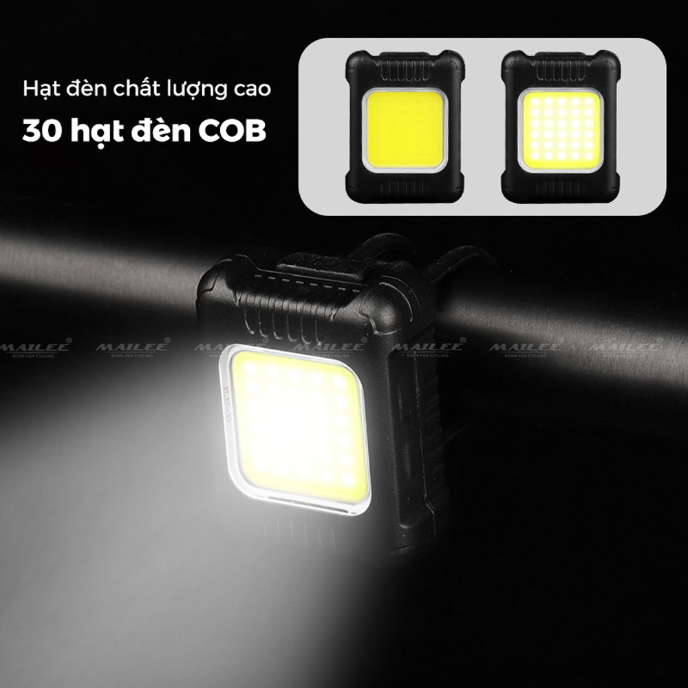 Đèn LED mini trước sau cho xe đạp BG-3133 sạc USB type-C, dung lượng 120mAh, hạt LED COB chống nước cho xe đạp 80-130 lumens - Mai Lee