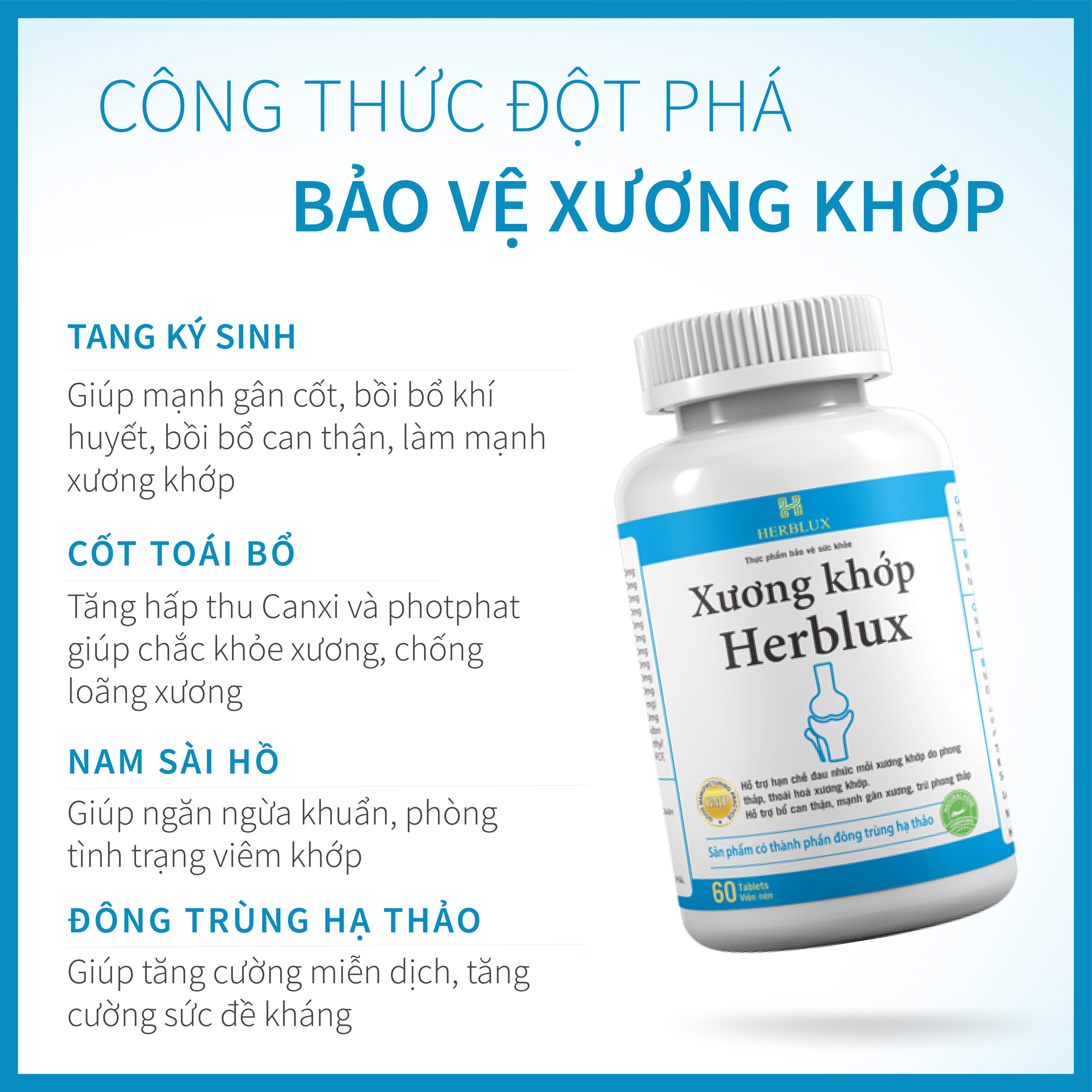 Viên uống Xương khớp herblux giảm đau nhức thoái hóa, trừ phong thấp