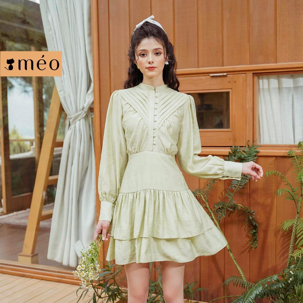 Váy liền nữ Méo shop tay bồng bo eo dáng xoè Juliing