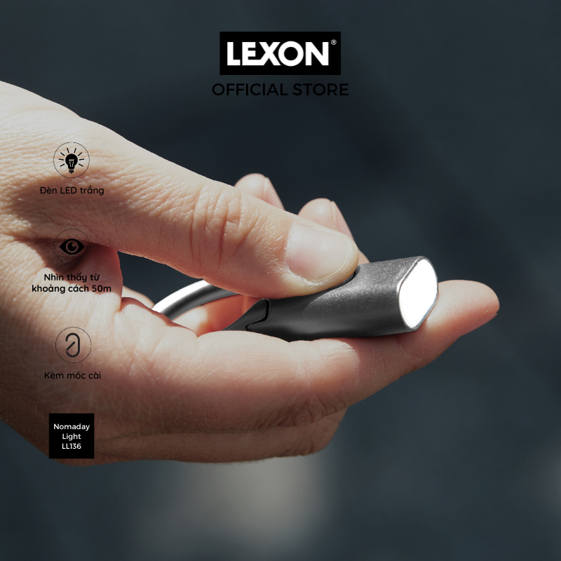 Đèn pin LED mini LEXON kèm móc treo chìa khóa - NOMADAY LIGHT - Hàng chính hãng