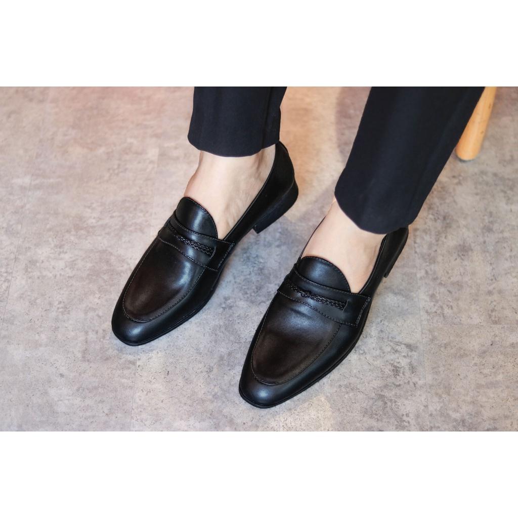 Giày lười nam đẹp da mềm không đau chân - Mã V1 - Màu đen - Hàng Việt Nam