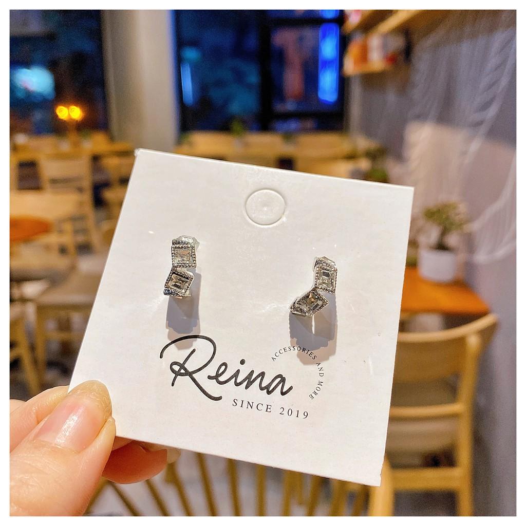 Khuyên tai nữ phong cách Hàn Quốc thiết kế nhỏ đơn giản đính hạt cao cấp Reina