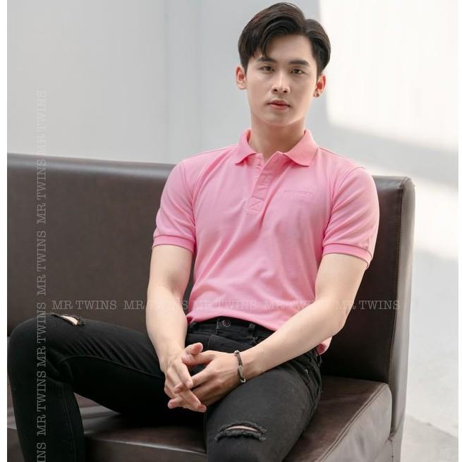 Áo Thun Polo Nam Cổ Bẻ Basic Màu Hồng Phấn Vải Cotton Cá Xấu Thương Hiệu Mr Twins